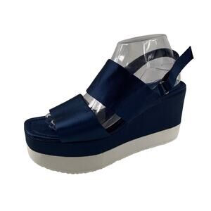 Zara Basic Women's Blue Satin Wedge Sandals Size 40(9.5-10)